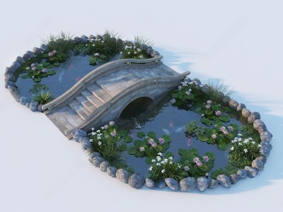 现代景观水池3D模型下载